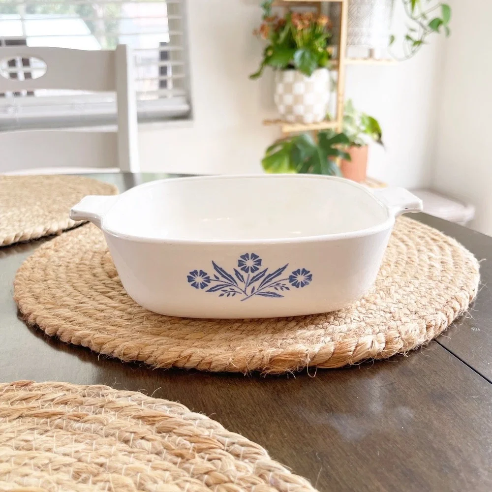 Corning Ware Cornflower Blue 1 Qt Casserole Dish Pyroceram Made in USA